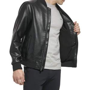 Blouson de motard en cuir véritable pour homme, coupe ajustée, vêtement d'extérieur d'hiver, mode décontractée, logo frontal, qualité supérieure, imperméable et respirant - Product Image 5