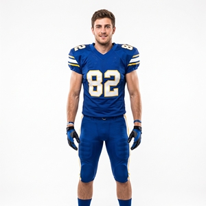 Uniformes de football américain personnalisés avec impression par sublimation, devant court, écologiques, 100% polyester, séchage rapide, respirants - Product Image 1