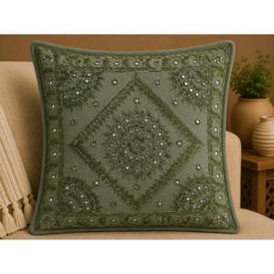 Bohemian Embroidered Cushion <b>Cover</b> Indian Handmade Decorative Pillowcase <b>Sofa</b> Bed Home Decor <b>Throw</b> Pillow - Product Image 1