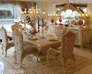 Victorian Wooden Carving Dining Table Set European Style Dining Room Furniture Luxurious High Carving Dining Room Furniture - Product Image 6