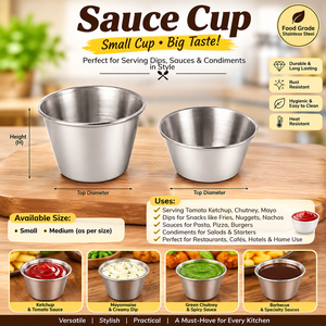 Stainless Steel Sauce Cups 2-Pack Metal Utensils for Serving - Product Image 3