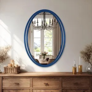 Contemporary Black Oval Wall Mirror Suitable For Living Space And Everyday Styling Needs Wholesupply From India - Product Image 2