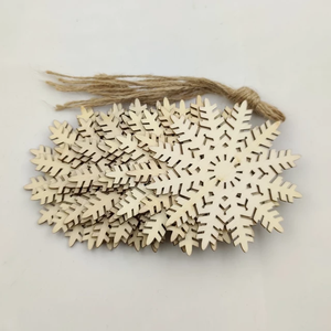 Adornos de Copo de Nieve de Madera, Cortados con Láser, Hechos a Mano, Decoración para Árbol de Navidad, Adorno Colgante para Pared, Manualidades DIY, Forma de Estrella Decorativa - Product Image 3