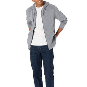 Sweat à capuche zippé en molleton épais de coton de haute qualité, coupe droite, épaules tombantes, uni, personnalisable pour homme – Idéal pour la vente en ligne - Product Image 1