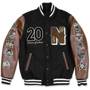 Chaqueta Varsity Unisex de Lujo, Delgada, de Poliéster Transpirable y Ecológico, con Cuello Alto, Estilo Hip Hop Urbano, para Invierno, Estilo Universitario - Product Image 3