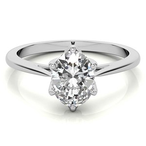 Oval Cut Solitaire <b>Ring</b> VVS1 Moissanite Engagement <b>Ring</b> Six Claw Prong 14K Solid White Gold Wedding <b>Statement</b> <b>Ring</b> - Product Image 2