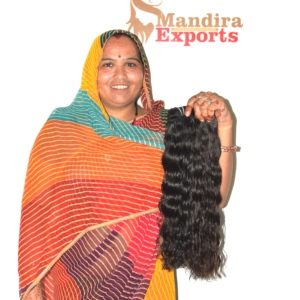 Extensiones de Cabello Humano Ondulado Virgen Remy de Templo Indio sin Procesar, 100g, Cutícula Alineada, Doble Trama, Venta al por Mayor - Product Image 3
