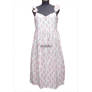 Robe maxi élégante et sexy sans manches en coton 100% pur, écologique, respirante, à imprimé floral, robe décontractée sans manches en coton pour femmes - Product Image 1