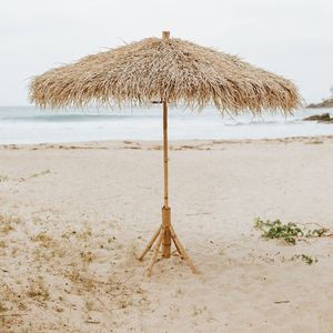 Sombrilla de Bambú y Seagrass Tejida a Mano Ecológica para Exteriores, Parasol Grande para Patio con Base, Se Puede Montar - Product Image 4