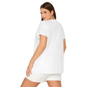 Camiseta con estampado gráfico de moda Camiseta de mujer de tela ligera y cómoda Ropa informal Camisetas de manga corta de algodón para mujer - Product Image 4