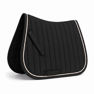Tapis de selle d'équitation noir pour chevaux anglais, respirant, matelassé, absorbant les chocs et évacuant l'humidité - Product Image 1