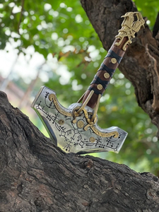 Réplica del Martillo de Thor de <span class=keywords><strong>God</strong></span> <span class=keywords><strong>of</strong></span> <span class=keywords><strong>War</strong></span> Ragnarok |   Réplica de la Espada Mjolnir para Cosplay Vikingo |   Martillo de exhibición de alta calidad, edición de coleccionista - Product Image 5