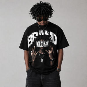 Camiseta Gráfica Personalizada con Hombros Caídos, 100% Algodón, Tejido Suave y Transpirable, Nuevo Estilo Moderno de Corte Holgado, Camiseta de Manga Corta - Product Image 6