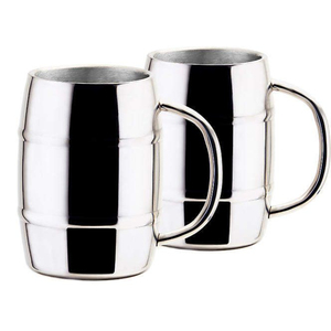Mug à bière en acier inoxydable à double paroi avec logo personnalisé, en forme de baril, isotherme, écologique, pour café et boissons métalliques – Vente en gros - Product Image 3