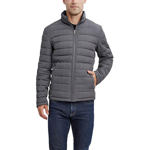 Chaqueta Acolchada Negra para Hombre, Cuello Alto, Cierre de Cremallera, Resistente al Viento, Informal, de Poliéster - Product Image 4