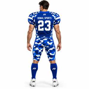Ensemble de maillot de football américain personnalisé rembourré en polyester, col en V, manches courtes, unisexe, style entraînement et match pour équipe - Product Image 4