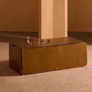Spotlight Product Modern Coffee <b>Table</b> Minimalist Design Handmade Living Room Furniture Metal Frame <b>Brown</b> Finish - Product Image 3