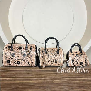 Bolso de Hombro de Cuero Repujado a Mano con Diseño Floral, Estilo Vintage y Elegante, Ideal para Fin de Semana, Novedad de Septiembre - Product Image 1