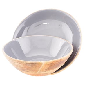 Ensemble de deux bols ronds en bois de manguier, faits à la main, durables, pour salsa, fruits, noix, bonbons, apéritifs et collations, design contemporain - Product Image 1