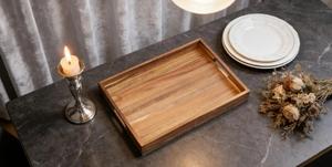 Bandeja de Servicio Rústica de Madera de Acacia Ecológica de Grado Comercial con Asas para Catering y Servicio de Alimentos - Product Image 5