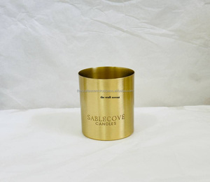 High Quality Wholesale Custom Brass Candle <b>Jar</b> With brushed Finished for Home <b>Decor</b> Handmade Round Metal Luxury Candle <b>Jars</b> - Product Image 2