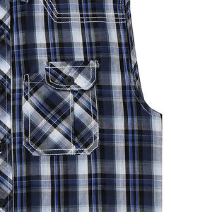 T-shirt en flanelle sans manches de haute qualité, col rabattu, coton et polyester, léger, t-shirt en flanelle pour homme avec poche - Product Image 3