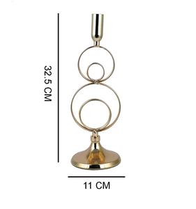 Golden <b>Brass</b> <b>Candlestick</b> Holder Circular Design Home Decoration Durable Metal Table Top Decor - Product Image 5