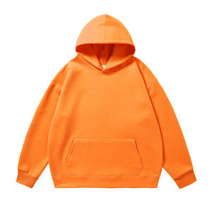 Men's <b>Orange</b> Oversized Hooded Sweatshirt Solid Color Casual French Terry <b>Hoodie</b> Pocket Design Regular Fit Autumn Wear - Product Image 1