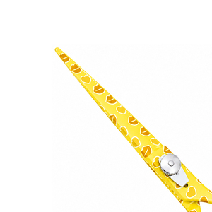 Ciseaux de coiffure professionnels en acier inoxydable à motif cœur jaune de 5 pouces, pour droitiers, à manche long, faible MOQ - Product Image 3
