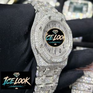 ICE LOOK นาฬิกาสแตนเลสสตีลสุดหรู 40 มม. ตัวเรือนทรงกลม ระบบควอตซ์แบบแอนะล็อก หน้าปัดเรืองแสง ตัวล็อคแบบพับได้ สำหรับทุกเพศ - Product Image 4