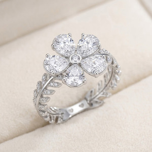 925 Silver Flower Daily Zircon Floral <b>Fine</b> <b>Ring</b> for Women - Product Image 6