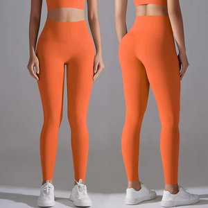 Leggings de yoga légers pour femmes, best-sellers, nouveau design avec logo personnalisé à la taille, tissu tricoté, prix de gros, taille élastique - Product Image 4