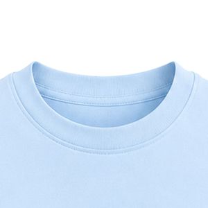 Sky Blue Casual Crew Neck <b>T</b> <b>Shirt</b> with JJ Embroidered Letter Logo on Chest and Large Back Graphic Casual Streetwear Apparel - Product Image 2