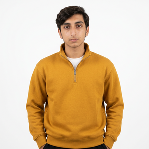 Sweat-shirt personnalisé pour homme à col montant zippé, en molleton épais, coupe oversize, style urbain décontracté - Product Image 4