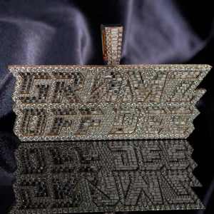 Custom Full Iced Emerald Cut Baguette Moissanite Pendant Necklace Trendy Hip Hop Style <b>Rope</b> <b>Chain</b> Made Silver Jewelry for - Product Image 1