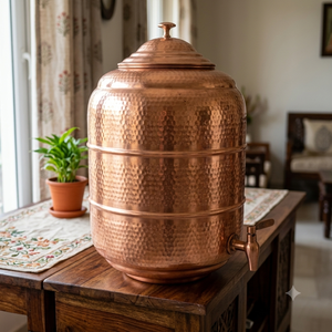 American Artisan Hammered Copper <b>Water</b> Dispenser with Lid and Tap Large Capacity Vintage Style Home Beverage <b>Urn</b> - Product Image 4