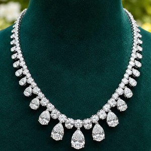 Collier en moissanite taille poire, plaqué or blanc 14 carats, bijoux de fiançailles pour femme - Product Image 3