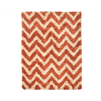 Tapis en laine tufté à la main sur mesure, motif chevron, shaggy, couleur terre cuite, orange, beige, pour salon, chambre, hôtel