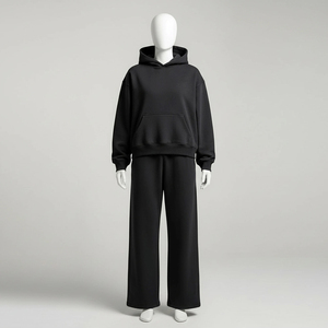 Survêtement décontracté 100 % coton, streetwear et sportswear, vente en gros, personnalisé, pour homme, avec sweat à capuche oversize et pantalon baggy épais - Product Image 2