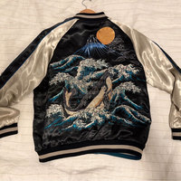 Veste Sukajan classique en satin brodé de qualité supérieure, design réversible, légère, respirante et écologique