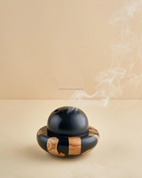 Brûleur d'encens en bois d'acacia arabe et résine époxy polie, durable, d'art moderne et antique, pour la fragrance d'intérieur et le Ramadan/Eid