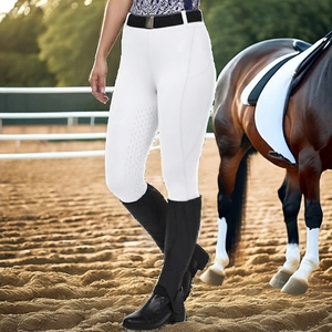 Pantalones de equitación para mujer, cintura alta, elásticos, leggings ecuestres con agarre de silicona en las rodillas, transpirables, pantalones de entrenamiento de alto rendimiento - Product Image 6