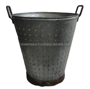 Seau à linge en métal de création indienne et utilisation de jardinage de couleur grise au prix d'usine par le fabricant indien - Product Image 3