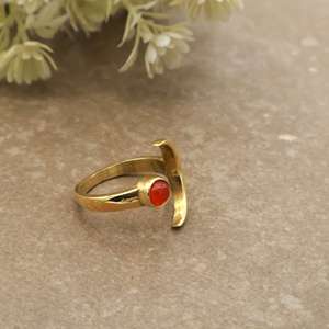 SHYAM JEWELRS Handcrafted Natural Carnelian Bezel Setting <b>Ring</b> 14k Gold Plated Brass Boho Statement Jewelry Unisex Daily Wear - Product Image 3