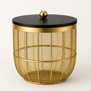 Panier à fruits carré en métal moderne, luxueux, écologique et multifonctionnel avec finition dorée pour la maison et la restauration - Design unique - Product Image 5