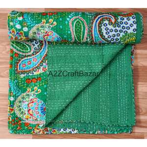 Juego de Edredón Reversible de Algodón Orgánico con Patrón Kantha Hecho a Mano, Transpirable, Ecológico, Diseño Vintage para Mujer, para Todas las Estaciones - Product Image 3