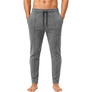 Mens Textured Waffle Knit <b>Trousers</b> Slim Fit Casual Pant <b>Elastic</b> <b>Waist</b> Drawstring Comfortable Custom Streetwear Bottoms Men Pants - Product Image 3