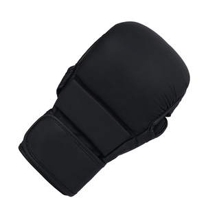 Gants de boxe MMA professionnels, légers, respirants, avec sangle de poignet réglable, fermeture à boucle, unisexe, en cuir PU noir - Product Image 4
