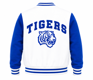 Custom Blue & <b>White</b> Varsity Jacket – Embroidered College Letterman Baseball Jacket - Product Image 2