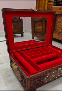 Handcrafted Wooden Jewelry <b>Box</b> with Mirror Velvet Lining Multi Compartment <b>Lockable</b> Organizer Storage Elegant Gift Case - Product Image 2